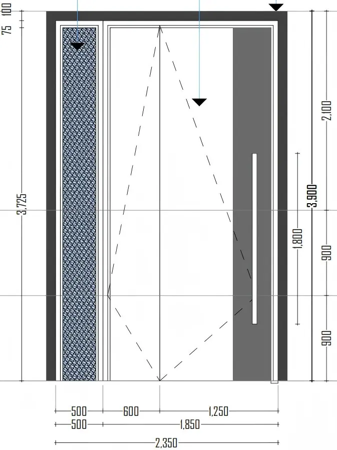 Main Entrance Pivot Door - Drawing stage